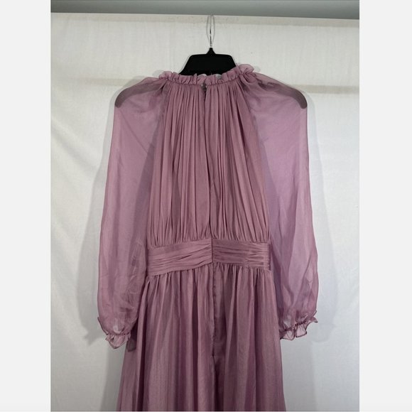 NWD Mac Duggal [ 10 ] Chiffon‎ Ruched Illusion Raglan Sleeve Ruffled Gown Q578 - Picture 13 of 16